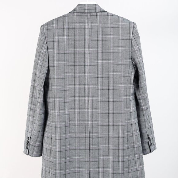 Tibi James Grey Black Purple Tartan Suiting Blazer - Picture 3 of 10